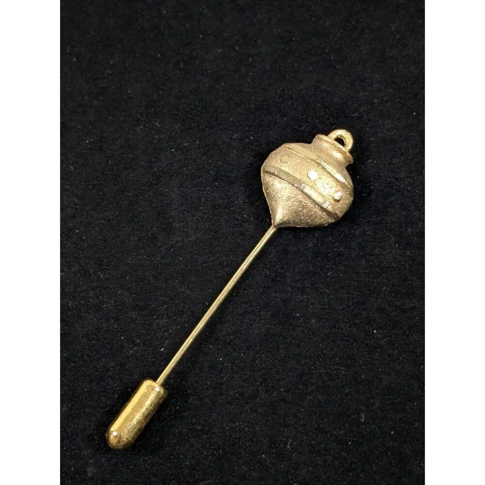 Vintage Gold Tone‎ Filigree Christmas Ornament Stick Pin